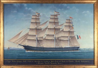 Vy över den italienska klipparen Cosmos. 1800-talsmålning av Unknown artist