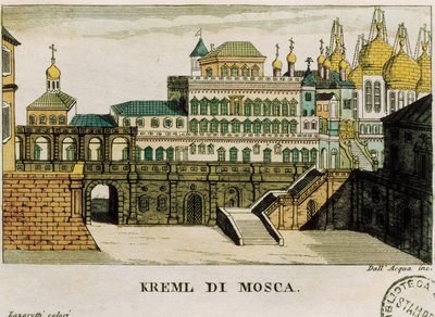 Utsikt över Kreml, Moskva, ryska från resor från St. Petersburg till Tyskland av Georg Reinbeck, tryck av Unknown artist