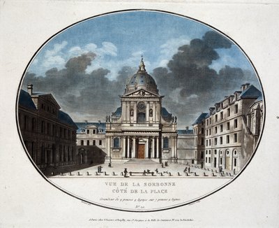Vy över Sorbonne, på sidan av torget - gravyr av Unknown artist