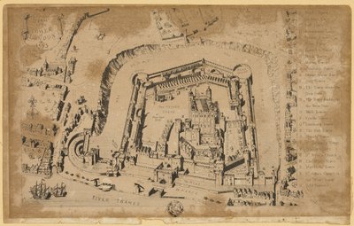 Vy över Towern i London år 1553 av Unknown artist