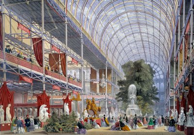 Utsikt över den universella utställningen på Crystal Palace, byggd av Joseph Paxton för tillfället, 1851 i London av Unknown artist
