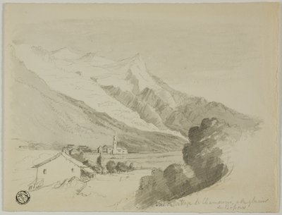Utsikt över byn Chamonix och Bossons glaciär av Unknown artist