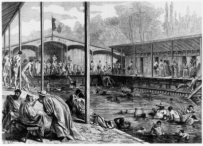 Utsikt över de kalla baden i Paris - i "The illustrious universe"" av 26/08/1871 av Unknown artist