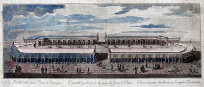 Vy över mässan i Venedig, Italien. Gravyr från 1700-talet. av Unknown artist