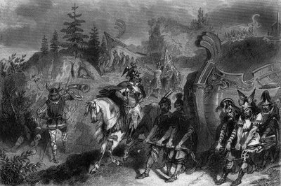 Vikingarnas flotta transporteras till jorden. i "" General History of the Navy"" av Van Tenac av Unknown artist