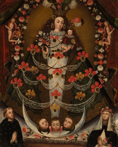Jungfrun av Pomata med S:t Nikolaus Tolentino och S:t Rosen av Lima av Unknown artist