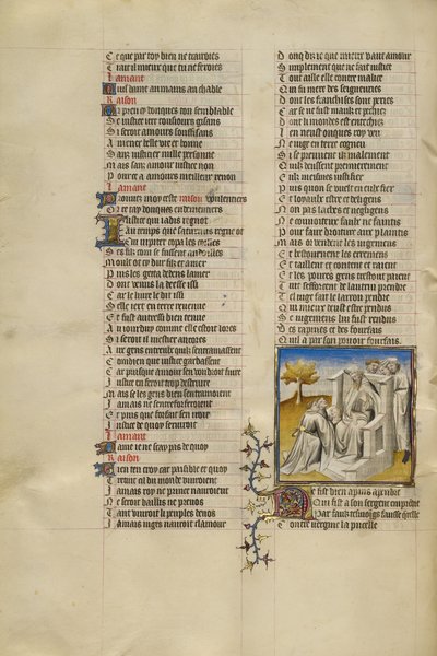 Virginius knäböjande med sin dotter Virginias avhuggna huvud inför domaren Appius av Unknown artist