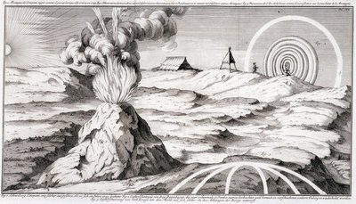 Vulkan på berget Cotopaxi - i "" Historical Journey of South America gjord på Order of the King of Spain av Don George Juan och Don Antoine de Ulloa", T.1, vid C.A. Jombert, Librairie du Roi, Paris av Unknown artist