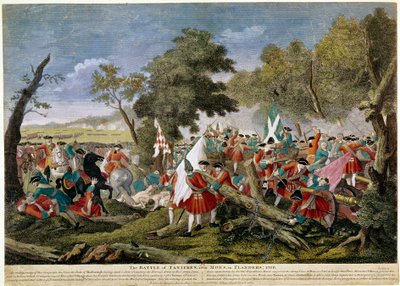 Det spanska tronföljdskriget (1701-1714): syn på slaget vid Malplaquet nära Mons vid den fransk-belgiska gränsen 1709-11-09 mot franska och spanska trupper mot en engelsk, holländsk och österrikisk koalition - Tryck från 1709 - BN Paris av Unknown artist