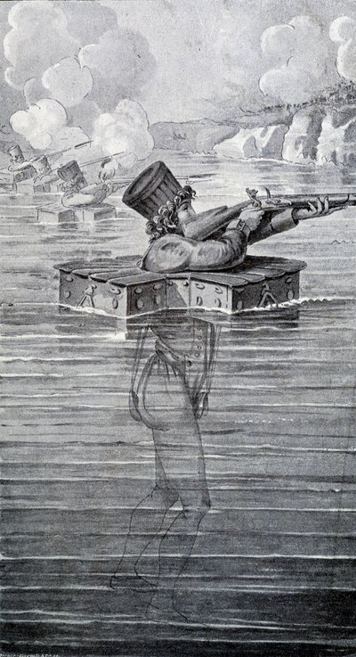 Krigsdräkt från 1800-talet. Gravyr av 1800-talet. av Unknown artist