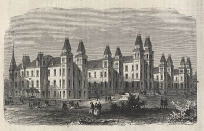 Ward Island Immigrant Hospital - New York State - Emigration Commission Establishment - Gravyr i "The Illustrious Universe" från 1869 av Unknown artist