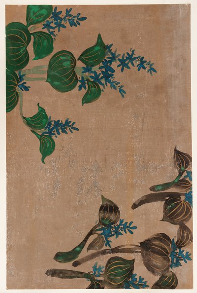 Vattenväxter med blå blommor av Unknown artist