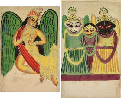 Bevingad Apsara med ett horn (recto); Jagannatha Trio (verso) av Unknown artist