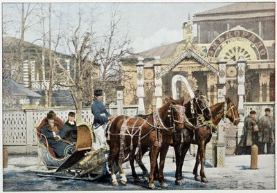 Vintertrojka i Moskva - fotografi, sent 1800-tal av Unknown artist