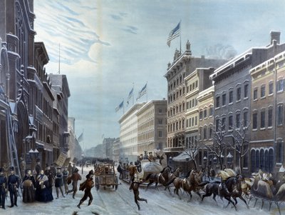Vinterscen i Broadway, New York av Unknown artist