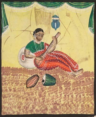 Kvinna som spelar musik (rekto) av Unknown artist