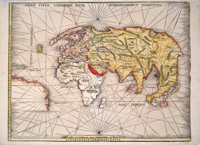 Världskarta efter Ptolemaios av Unknown artist