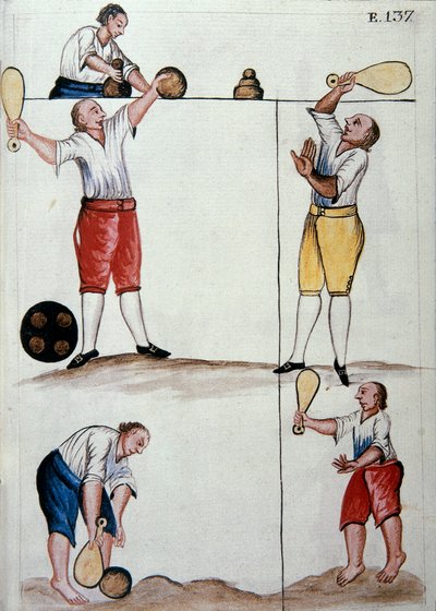 Unga metisser som spelar ett bollspel, från boken "Trujillo del Peru" eller "Códice Martínez Compañón", av Baltazar Martinez Compañón y Bujanda, biskop av Trujillo (1782-1785) av Unknown artist