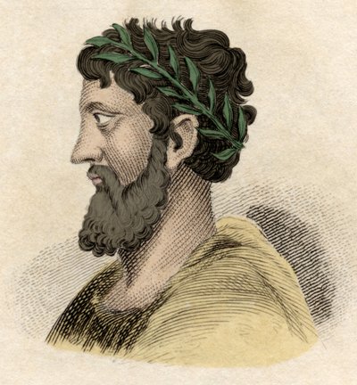 Zaleucus (eller Zaleucos Zaleuco di Locri) grekisk filosof och lagstiftare av Locreans (folk i Italien), levande på 700-talet f.Kr. Gravyr av 1800-talet. av Unknown artist