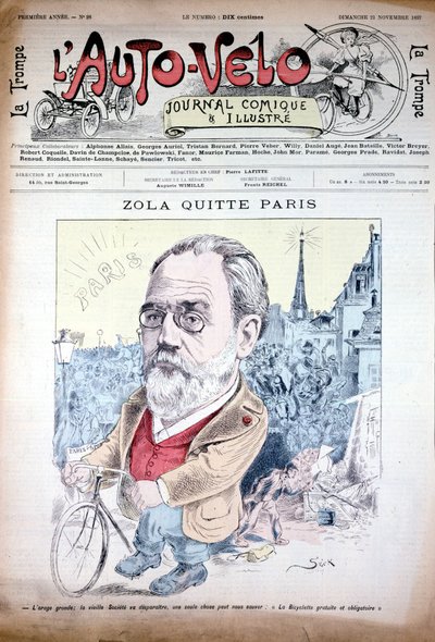 Zola lämnar Paris på cykel - i "" l