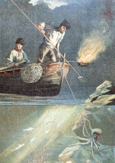 fiske bläckfisk av Unknown artist