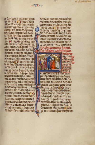 Inledande F: Tre män och ett barn inför en domare och Tre män och ett barn inför ett altare av Unknown artist/maker
