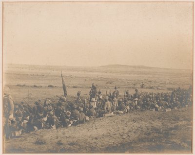 12:e sudanesiska bataljonen väntar på Dervischattacken, Omdurman, 2 september 1898 av Unknown