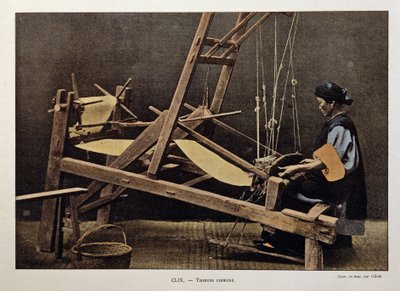 Kinesisk vävare, sent 1800-tal. av Unknown photographer