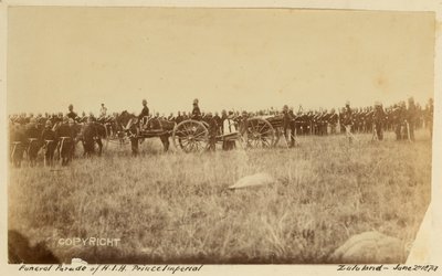 "Begravningsparad av HIH Prince Imperial, Zululand", 2 juni 1879 (s/v foto) av Unknown photographer