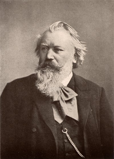 Johannes Brahms (1833-1897) tysk kompositör, halvton (tryck) av Unknown photographer