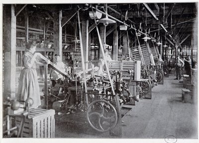 Tillverkning av förpackningar vid Van Houten chokladfabrik - fotografi, sent 1800-tal av Unknown photographer