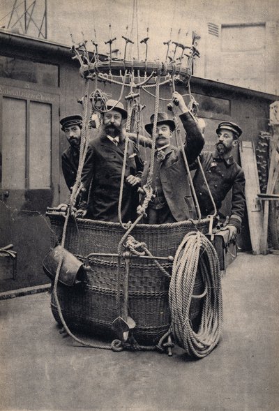 Fotografisk iscensättning med en luftballong. Fotografi, sent 1800-tal, Paris. Coll. Selva. av Unknown photographer