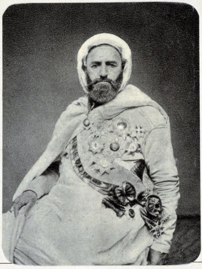 Porträtt av Abd-el-Kader (Abd El-Kader) 1875 - fotografi. av Unknown photographer