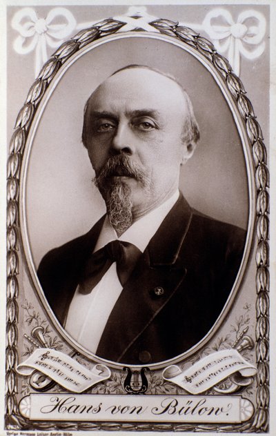 Porträtt av den tyske regissören och pianisten Hans von Bulow (s/v foto av Unknown photographer