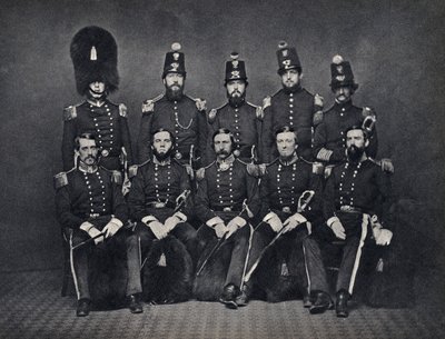 Porträtt av officerarna från det belgiska nationalgardet av Unknown photographer