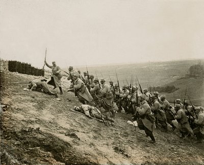 Kriget 14-18 (1914-1918) - Propaganda - Fotografisk stereoskopisk glasplatta LSU (L.S.U. La Stereoscopie Universelle) redigerad 1914: borttagning av Notre-Dame de Lorettes stora sporre (kommunen Ablain-Saint-Nazaire - Ablain Saint Nazaire, Pas-de-Calais av Unknown photographer