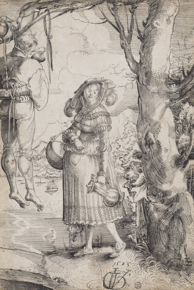Kvinna nära hängd man av Urs (1485-1528) Graf