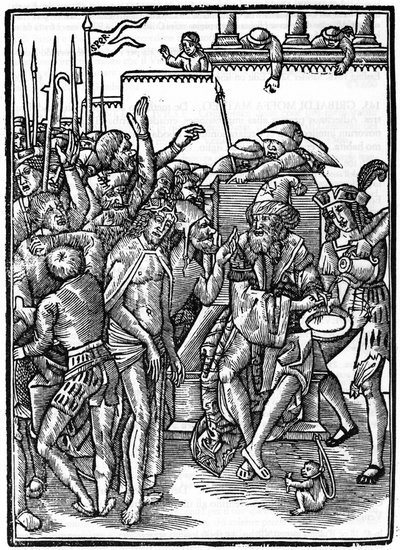 Christus vor Pontius Pilatus. Xylographie von Urs Graf aus dem Jahr 1514. Private Sammlung, Mailand. von Urs  Graf