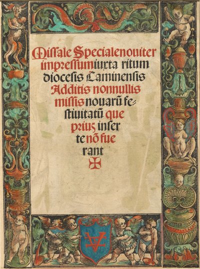 Titelsida för ett missal, med Satyr och Putti Border [verso], ca. 1511. av Urs Graf