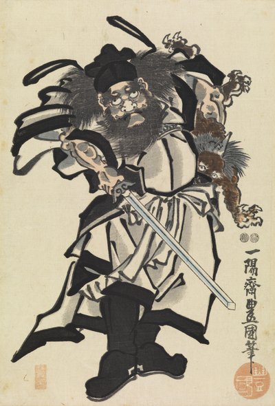 Shoki the Demon Queller, c.1849-53 (träblockstryck) av Utagawa (1786 1865) Kunisada