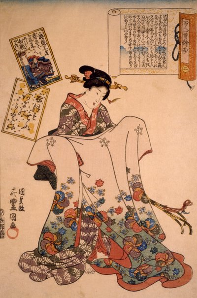 Kvinna med överdådiga klänningar, av Utagawa Kunisada av Utagawa Kunisada