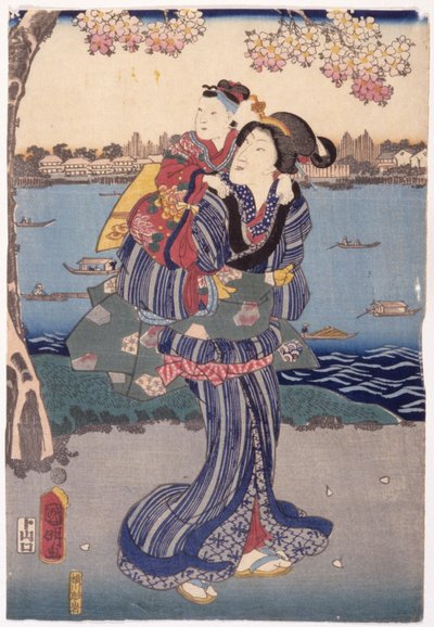Titta på körsbärsblommor i Mukjima (Mukjima Hanami No Zu) av Utagawa (1835 1888) Kuniaki