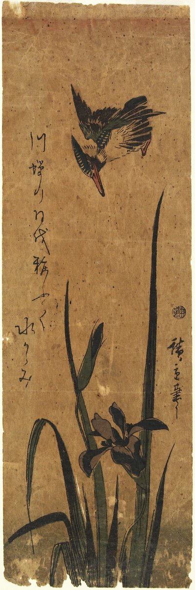 (Iris och kungsfiskare), 1830-1858 av Utagawa Hiroshige