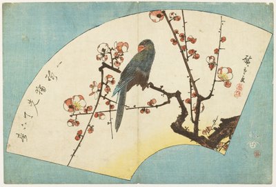 (Papegoja på ett blommande plommon), mitten av 1800-talet av Utagawa Hiroshige