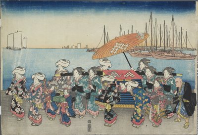 (Bröllopsprocession), mitten av 1800-talet av Utagawa Hiroshige