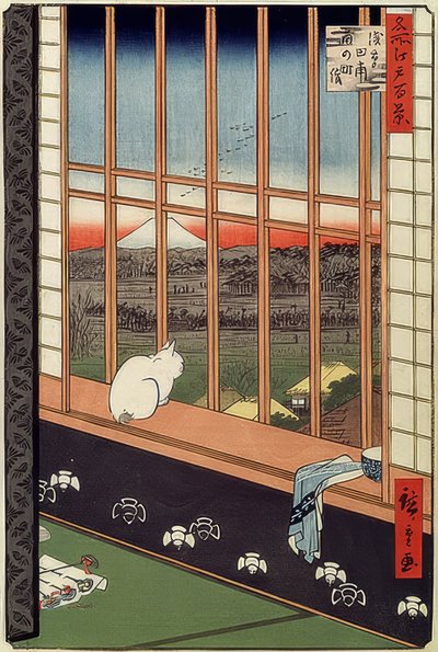 Asakusa risfält och Torinomachi festival. Från serien: 100 Famous Views of Edo. 1861 av Utagawa Hiroshige