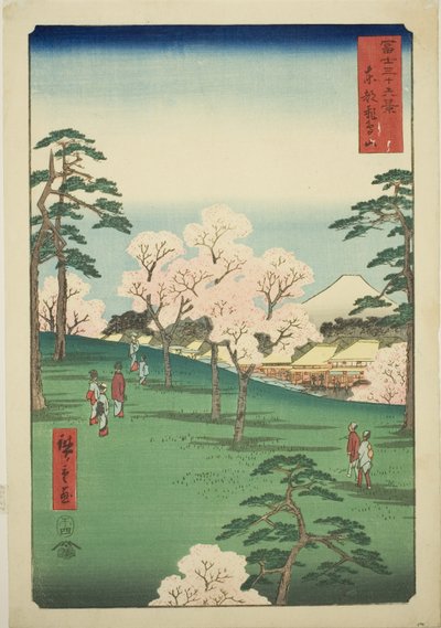 Asuka Hill i den östra huvudstaden (Toto Asukayama), från serien "Trettiosex utsikter över berget Fuji (Fuji sanjurokkei)" av Utagawa Hiroshige