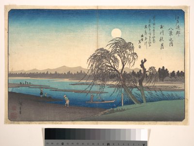 Höstmåne över Tamafloden av Utagawa Hiroshige
