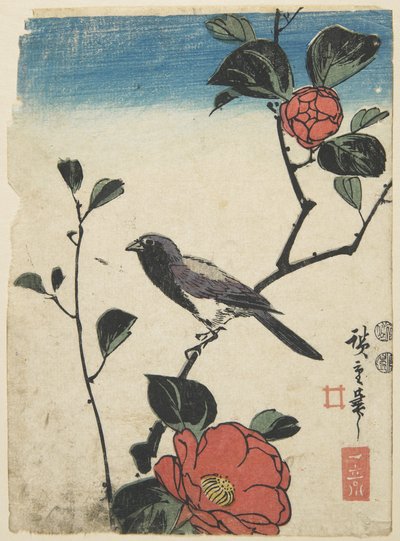 Fågel på Cherry Branch, 1847-1852 av Utagawa Hiroshige