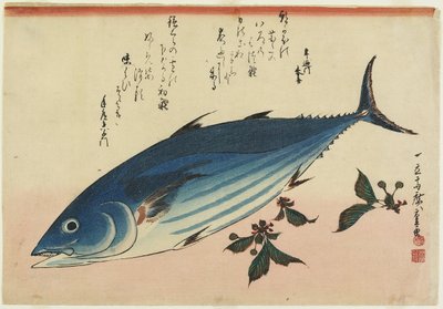 Bonito och körsbärsblad, 1832-1833 av Utagawa Hiroshige